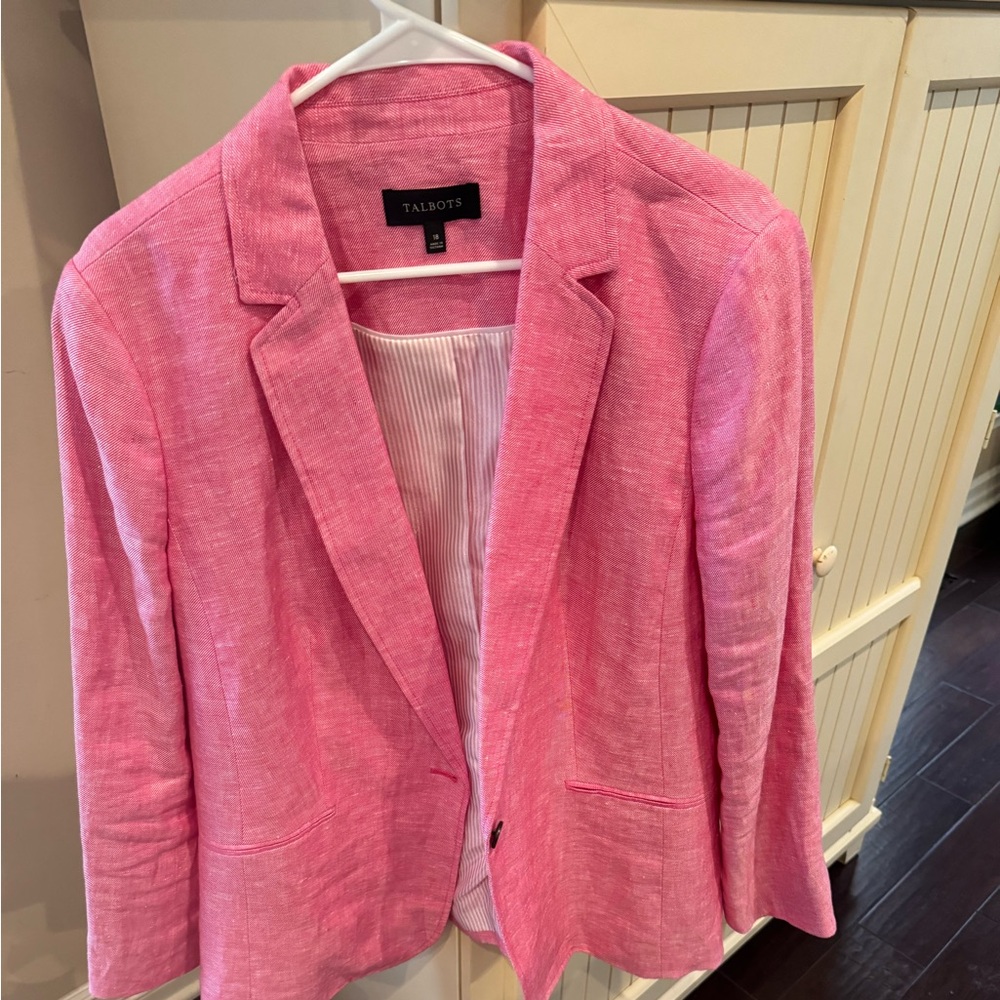 Talbots pink linen blazer